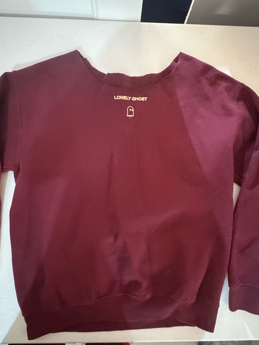 LONELY GHOST Maroon Crewneck with Small Logo